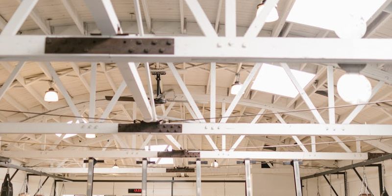 Wide shot of an empty, modern training space.